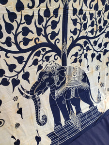 Tan Elephant Tree of Life Tapestry - Size Twin