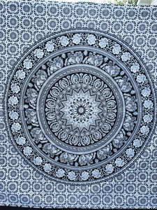 Black & White Mandala Twin Tapestry