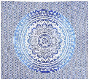 Blue Ombre Ferris Mandala - Queen Size